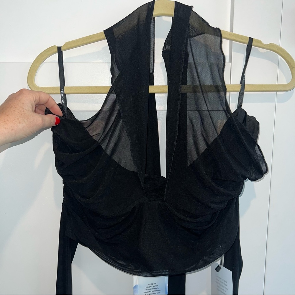 Majorelle Black Sheer Draped Evening Top NWT Size XL
